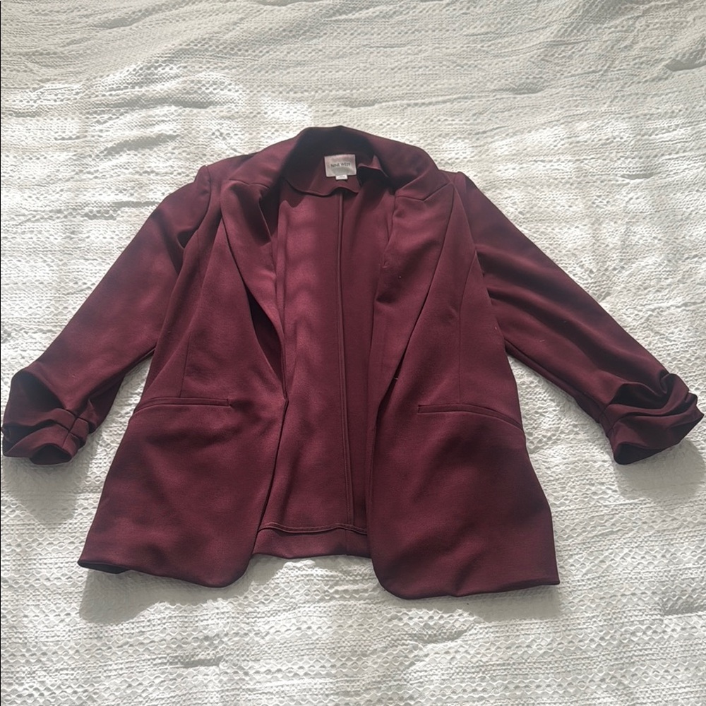 Nine West Red Velvet Blazer Classic Suit Jacket